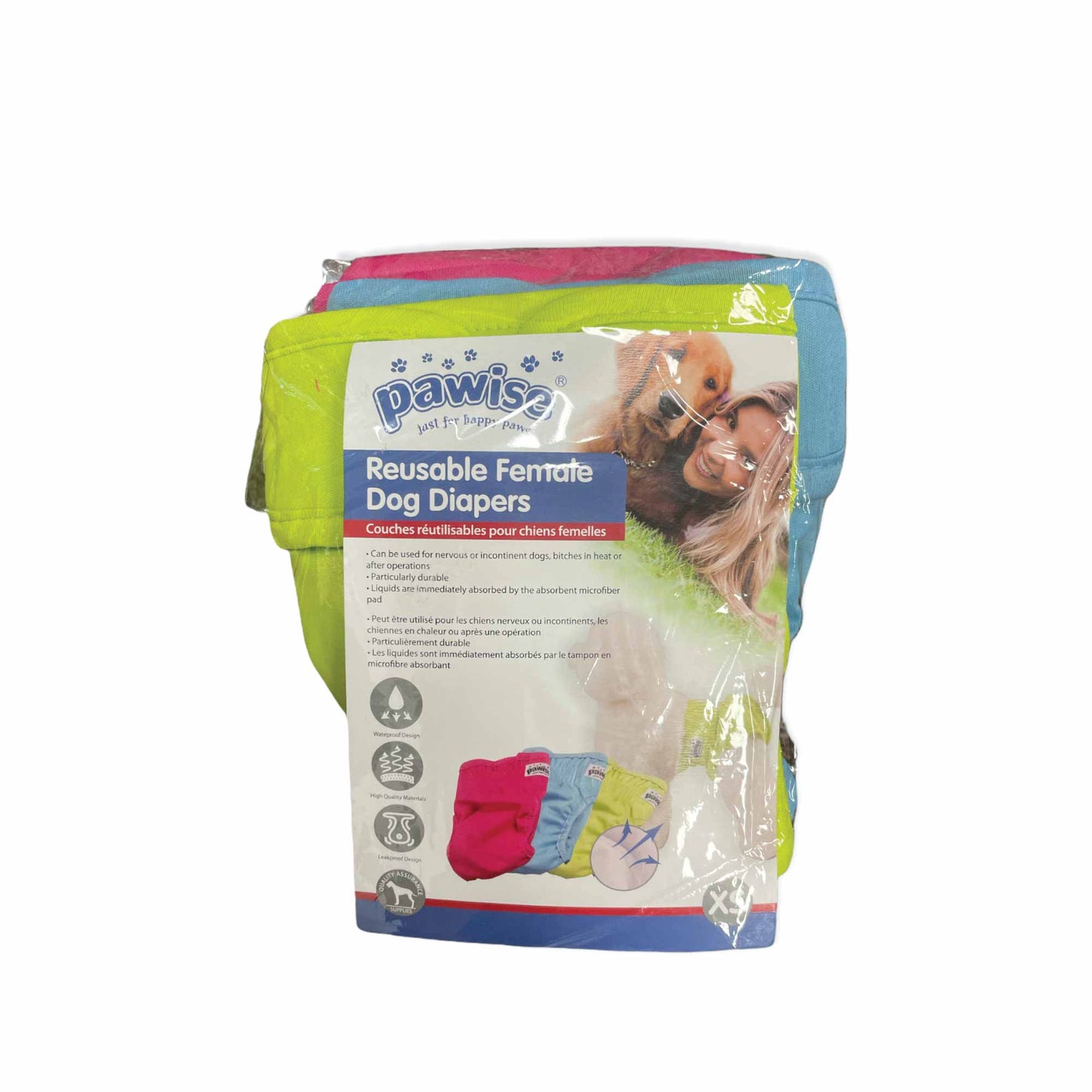 3 Pck Reusable Female Dog Diapers Puppy Nappy Eco Washable Period Incontinence Heat