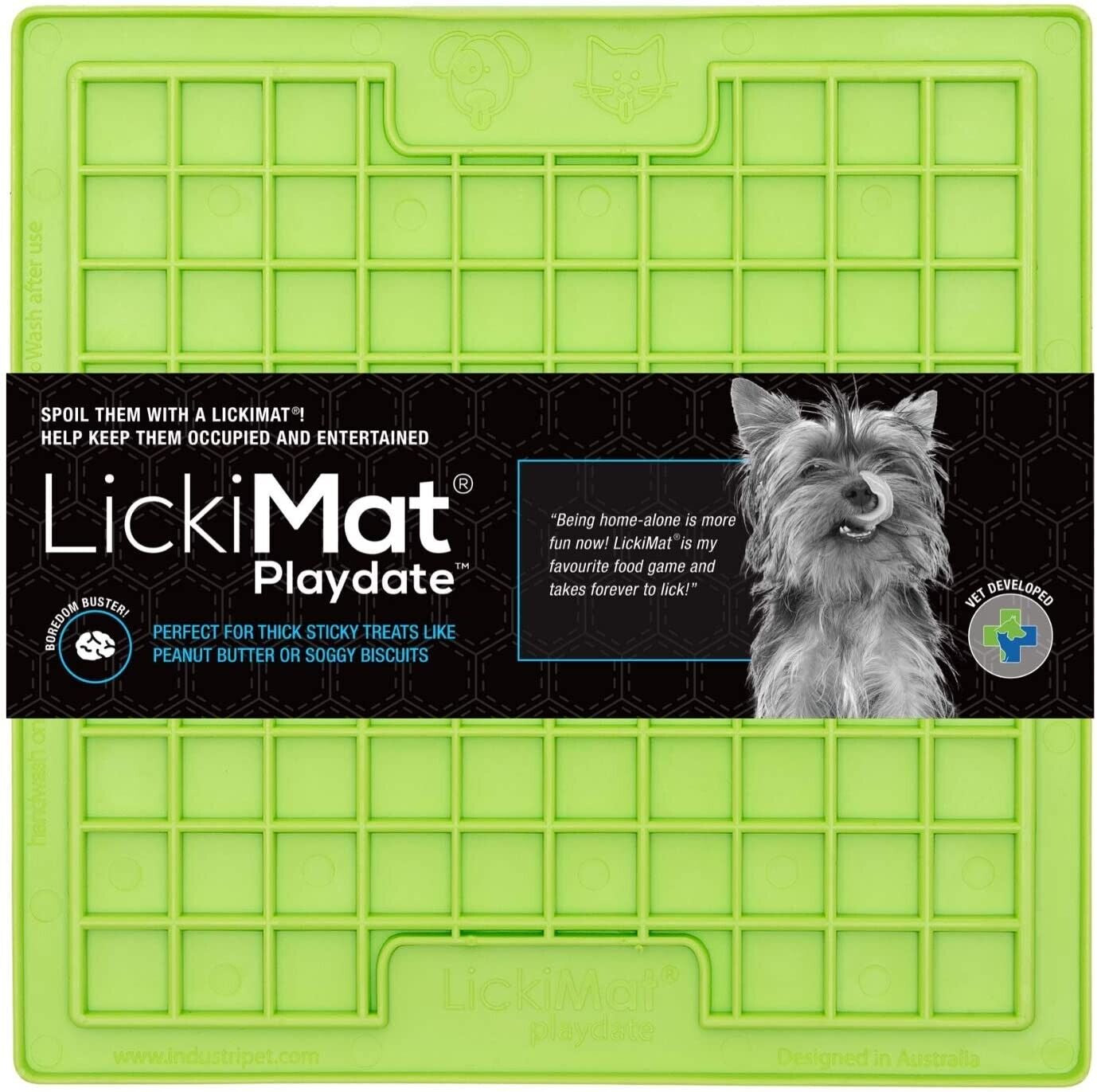 Lickimat Anti-Anxiety Boredom Buster Slow Feeder Green One Size Cats and Dogs