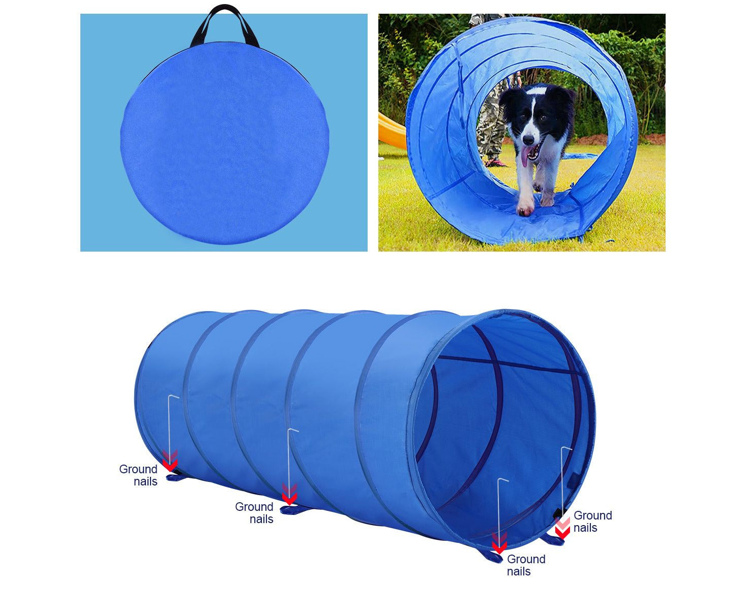 Pawise Dog Agility Equipment Set 28 PCS Pet Obstacle Training Course Tunnel Poles Pause Box Carrying Bags